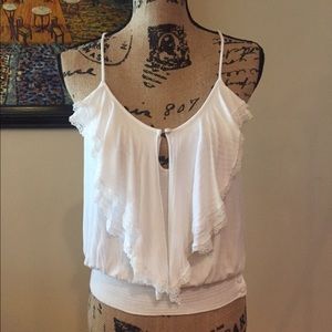 Guess ruffle front tank